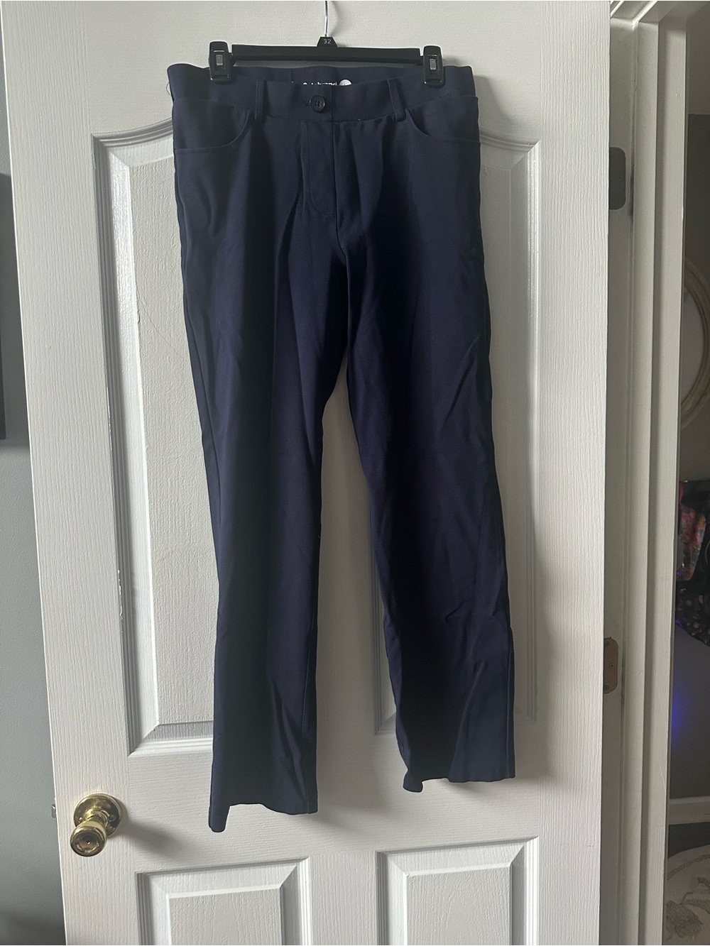 Betabrand Navy Stretch Dress Pants/ Yoga Pants with Straight Leg